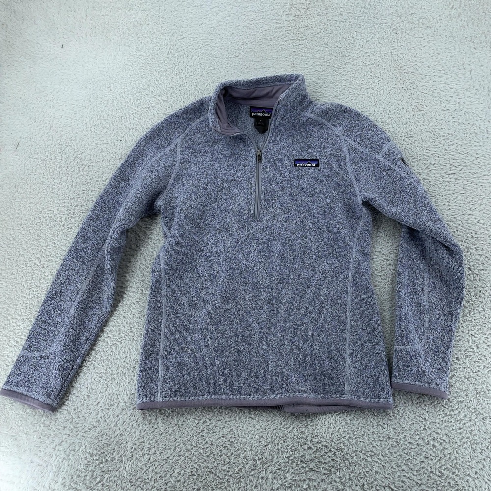 Patagonia Better Sweater Womens Small Purple Gray 1/4 Zip Knit Pullover